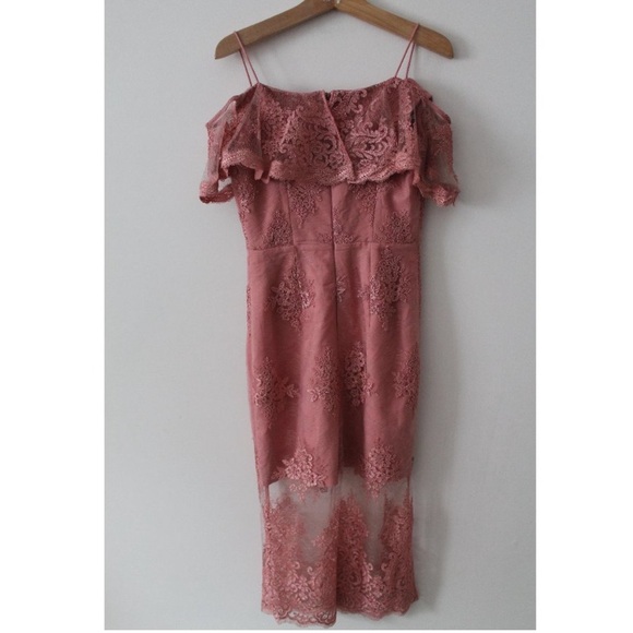 NICHOLAS Octavia Lace Pencil Midi Dress in Blush Pink / US 8 / Wedding - Picture 6 of 16